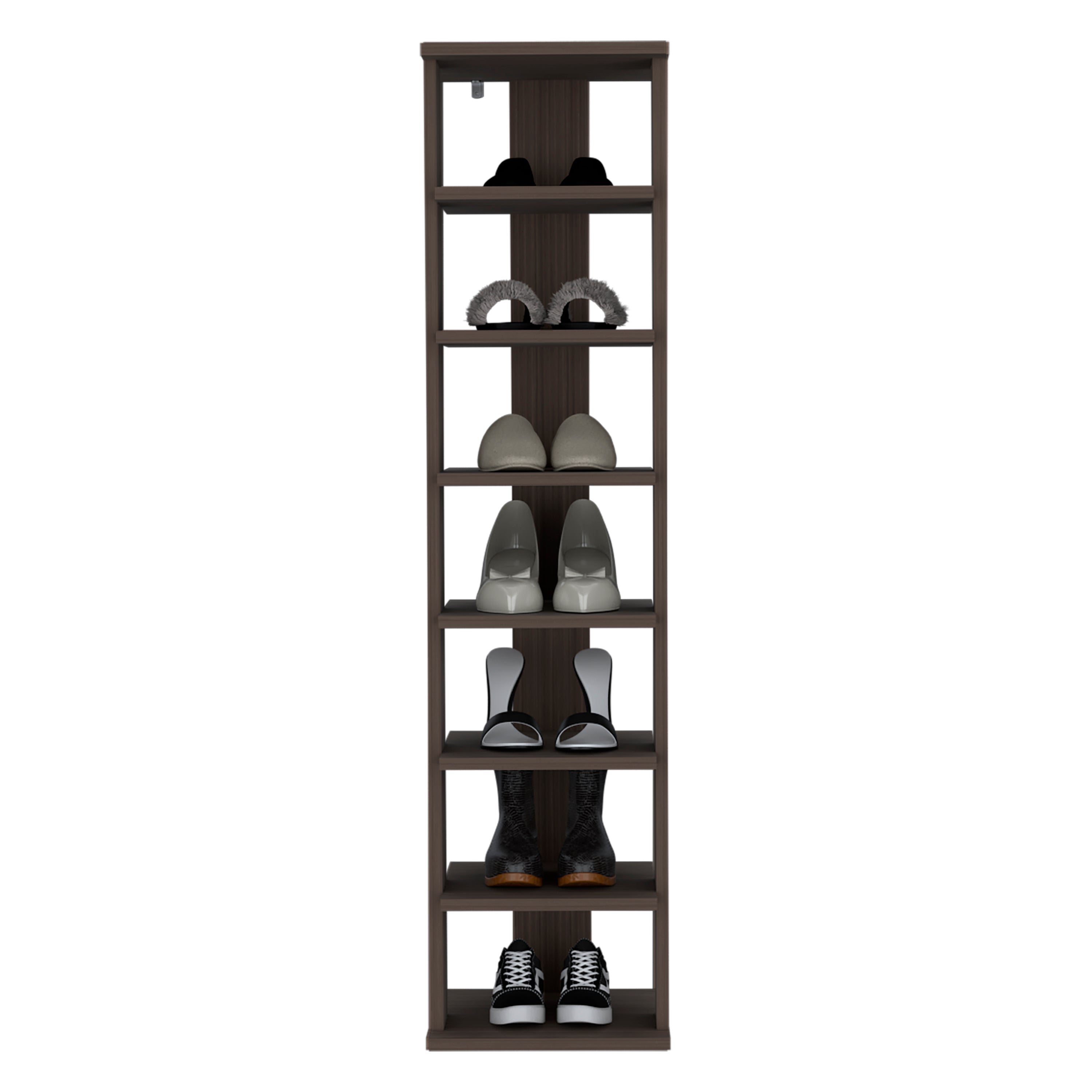 Glacier Shoe Rack, 7 Shelves, Gray Walnut - Luciddepo