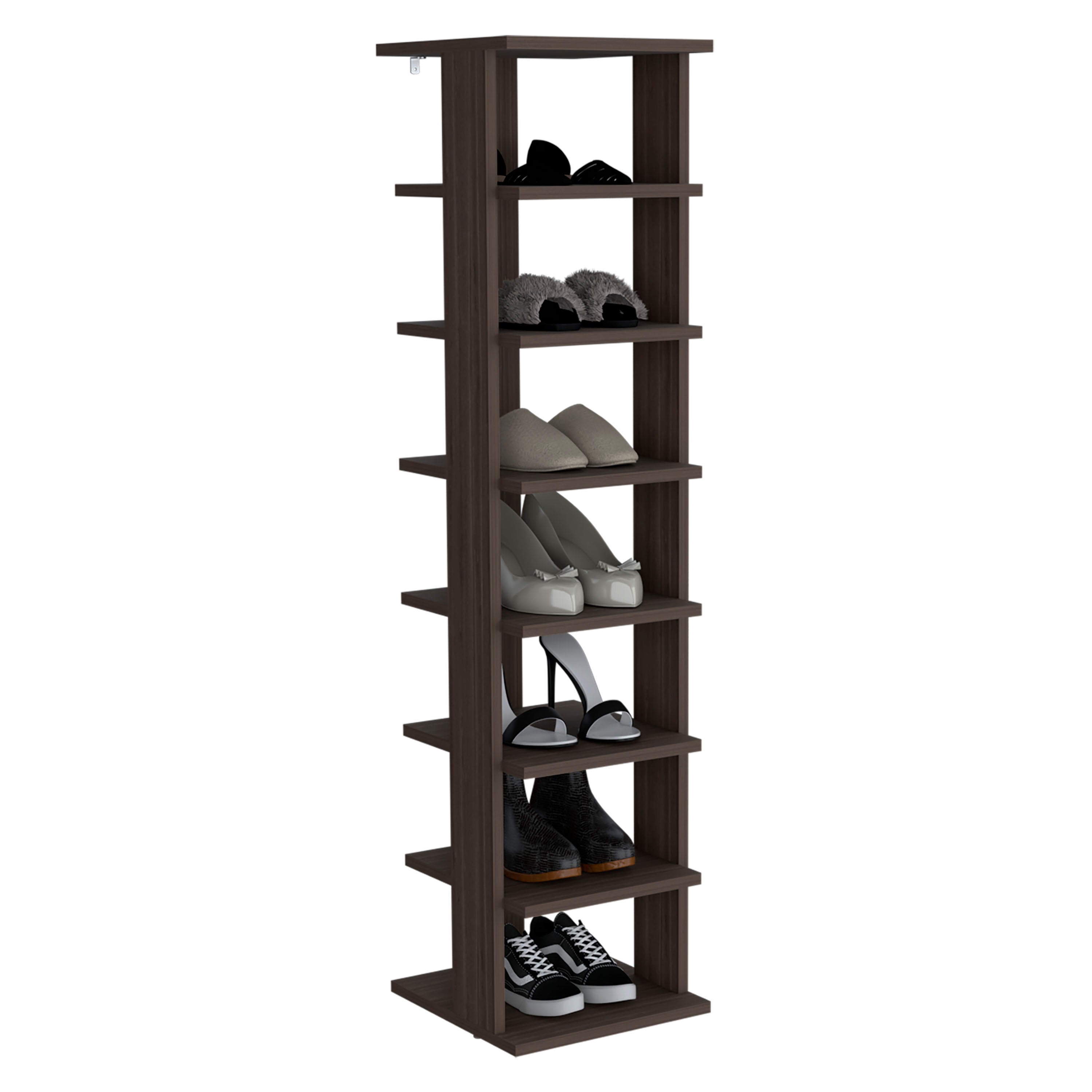 Glacier Shoe Rack, 7 Shelves, Gray Walnut - Luciddepo
