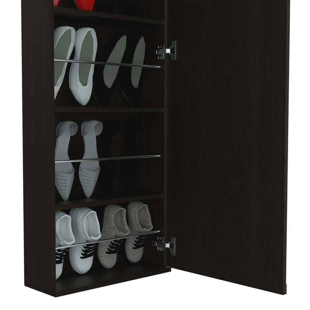 Baltimore Wall Mounted Shoe Rack, Mirror, Single Door, Ten Shoes Capacity, Black