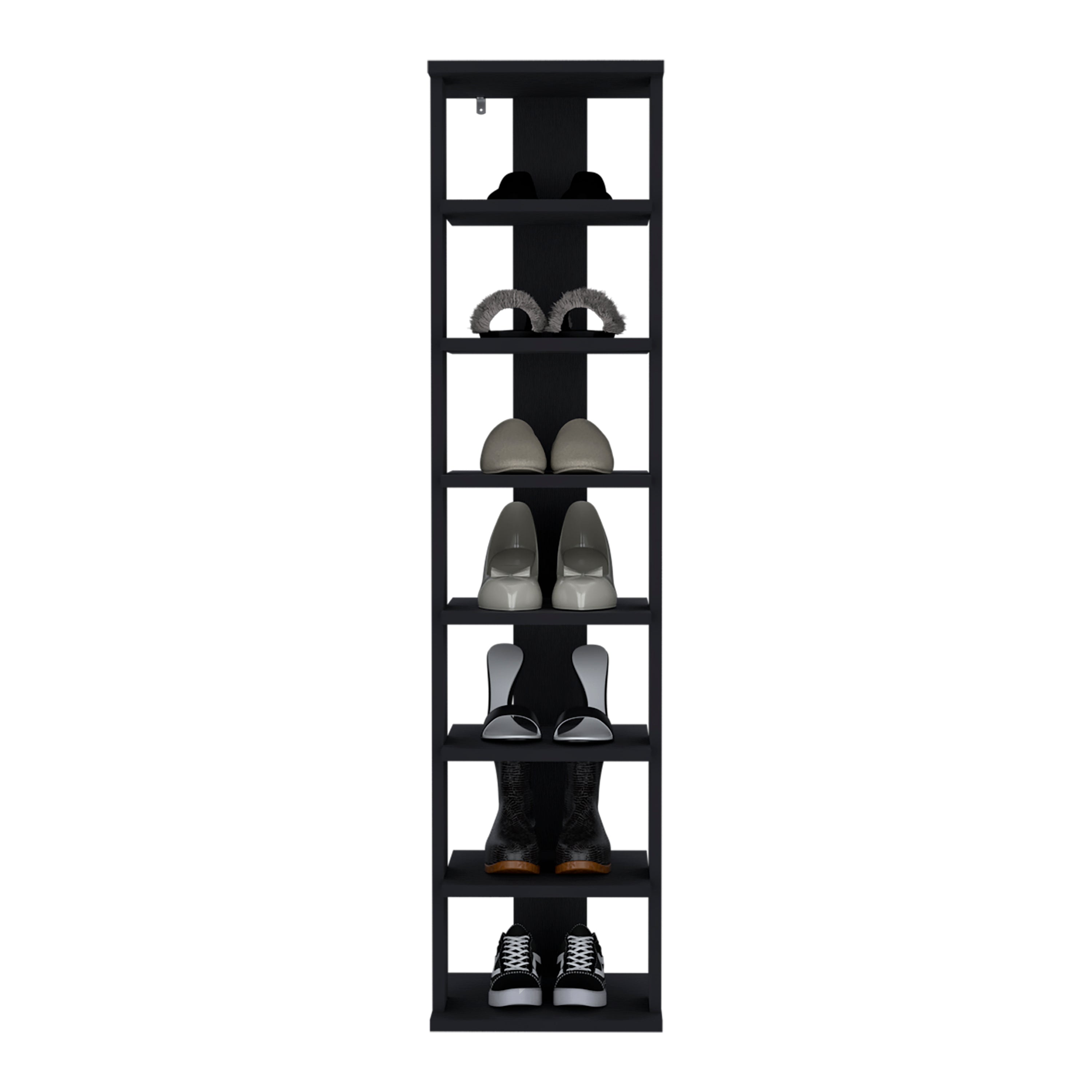 Glacier Shoe Rack, 7 Shelves, Black - Luciddepo