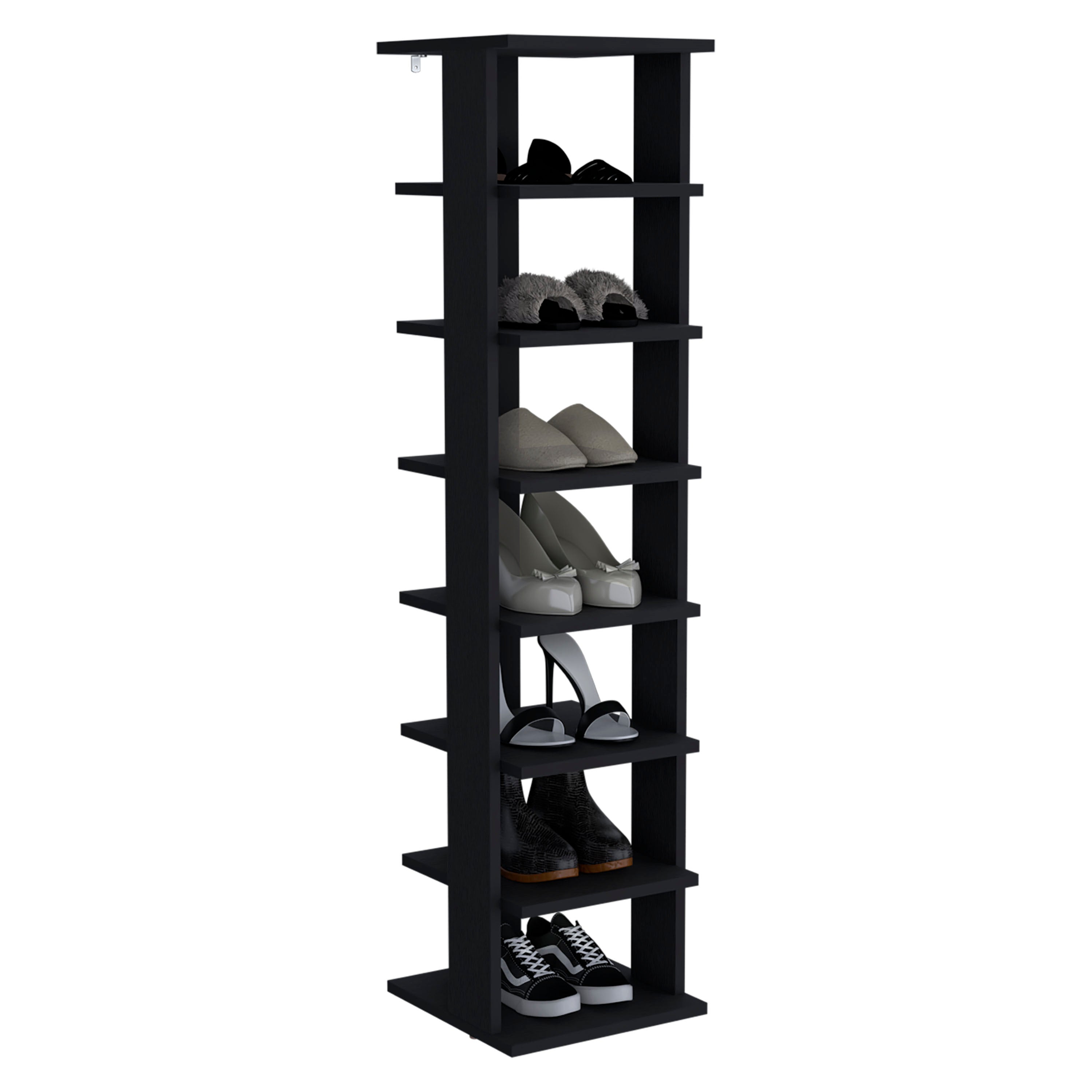 Glacier Shoe Rack, 7 Shelves, Black - Luciddepo
