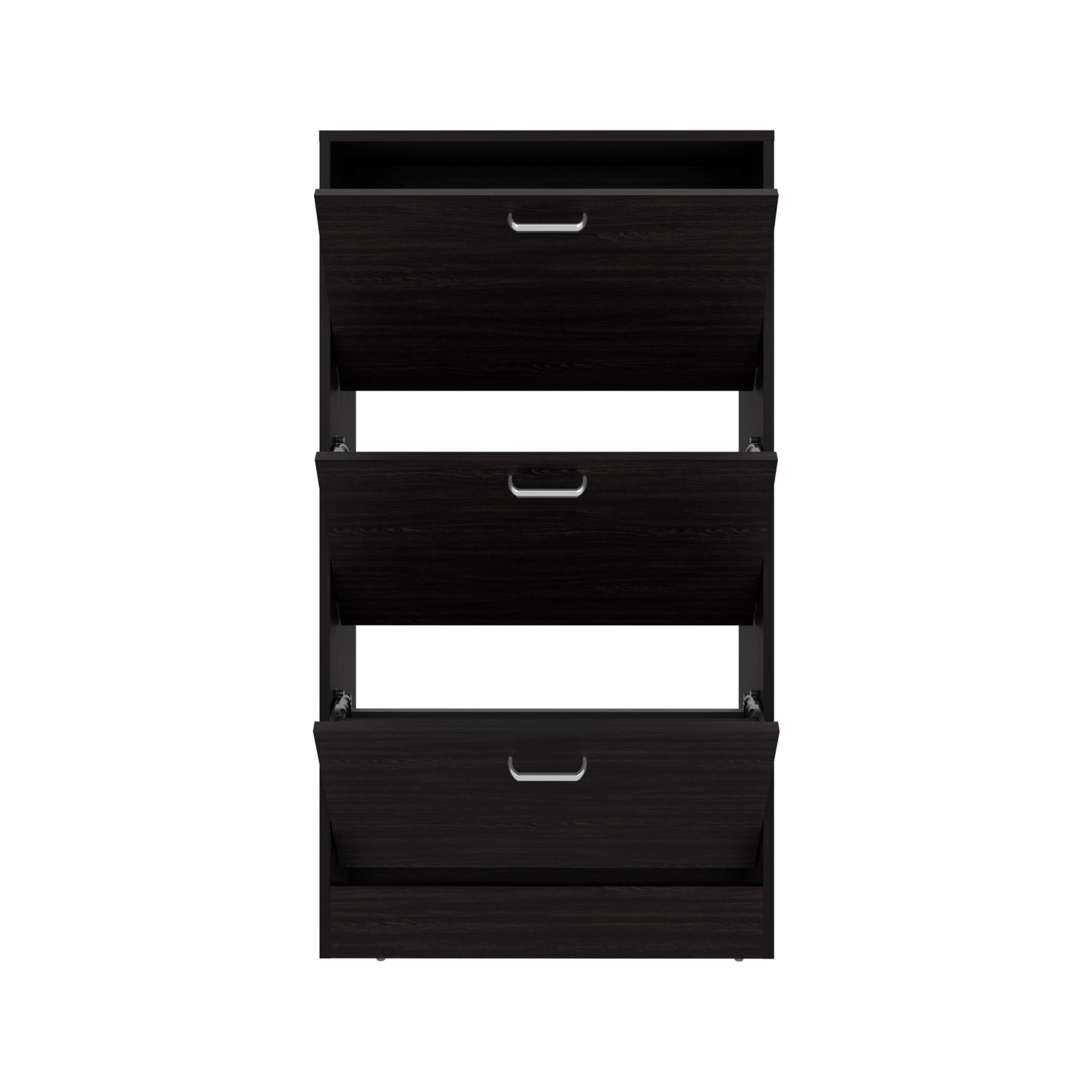 Crocker Shoe Rack, 3 Doors, 3 Shelves, Black Wengue - Luciddepo
