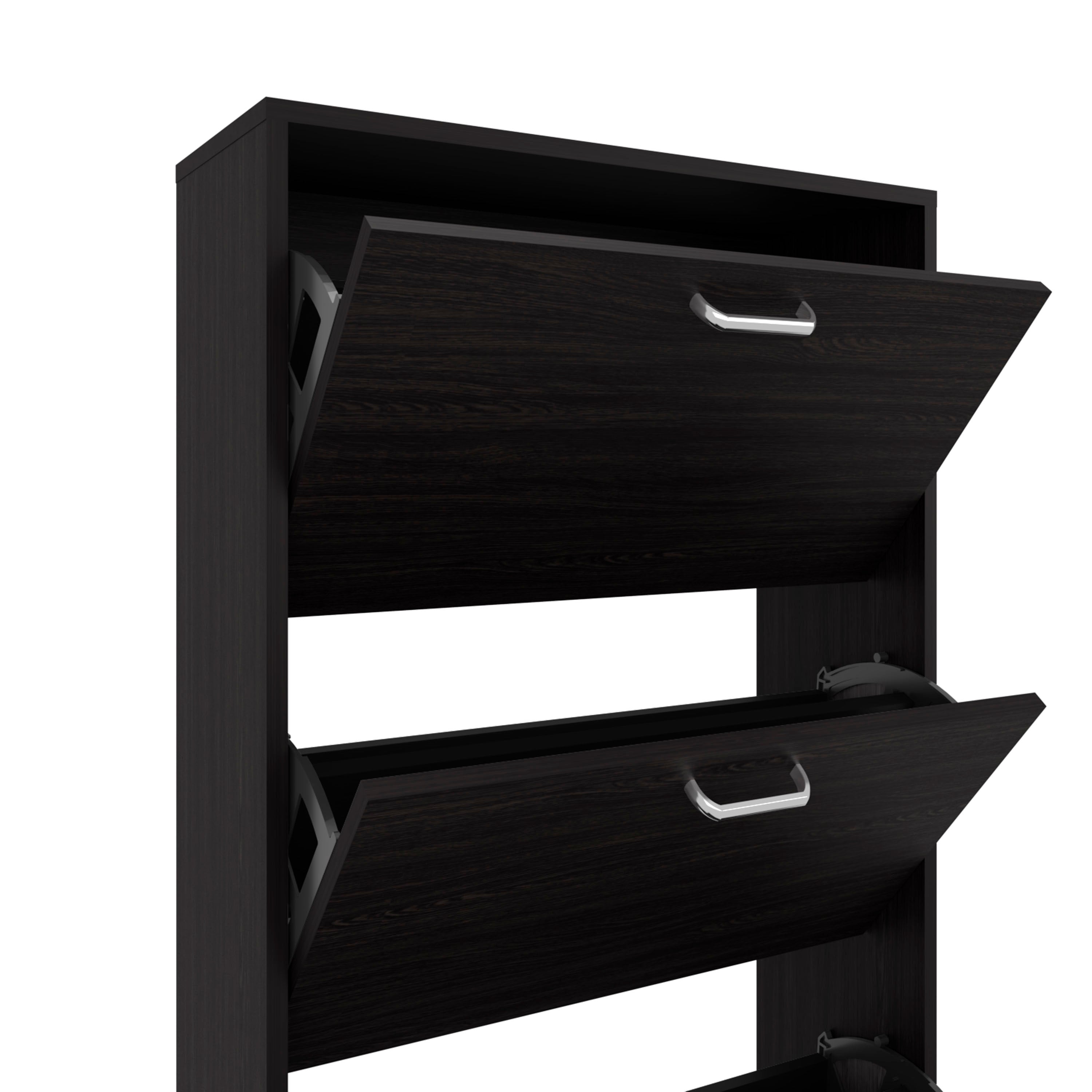 Crocker Shoe Rack, 3 Doors, 3 Shelves, Black Wengue - Luciddepo