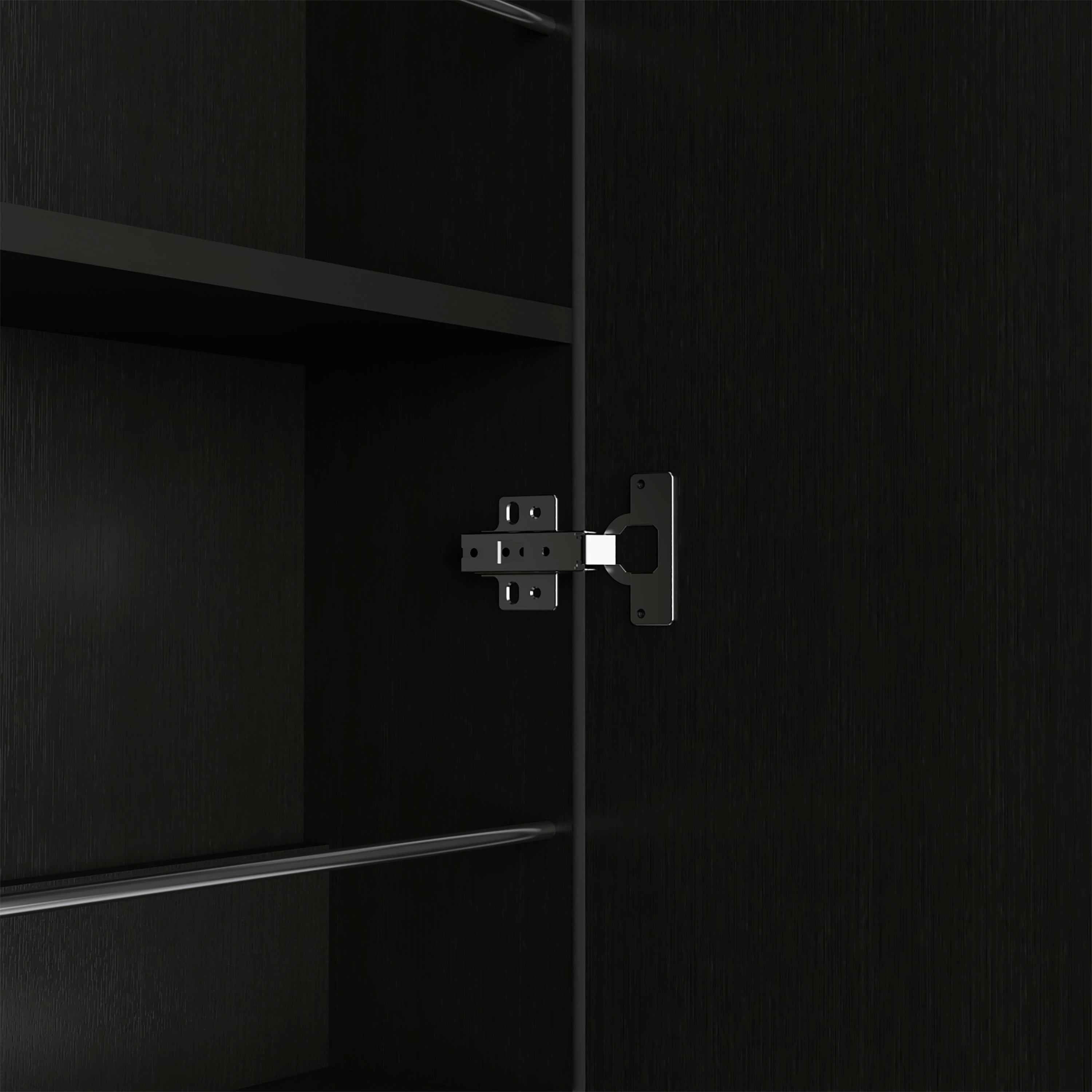 Charlotte Xl Shoe Rack, Five Interior Shelves, Mirror, Single Door Cabinet, Black