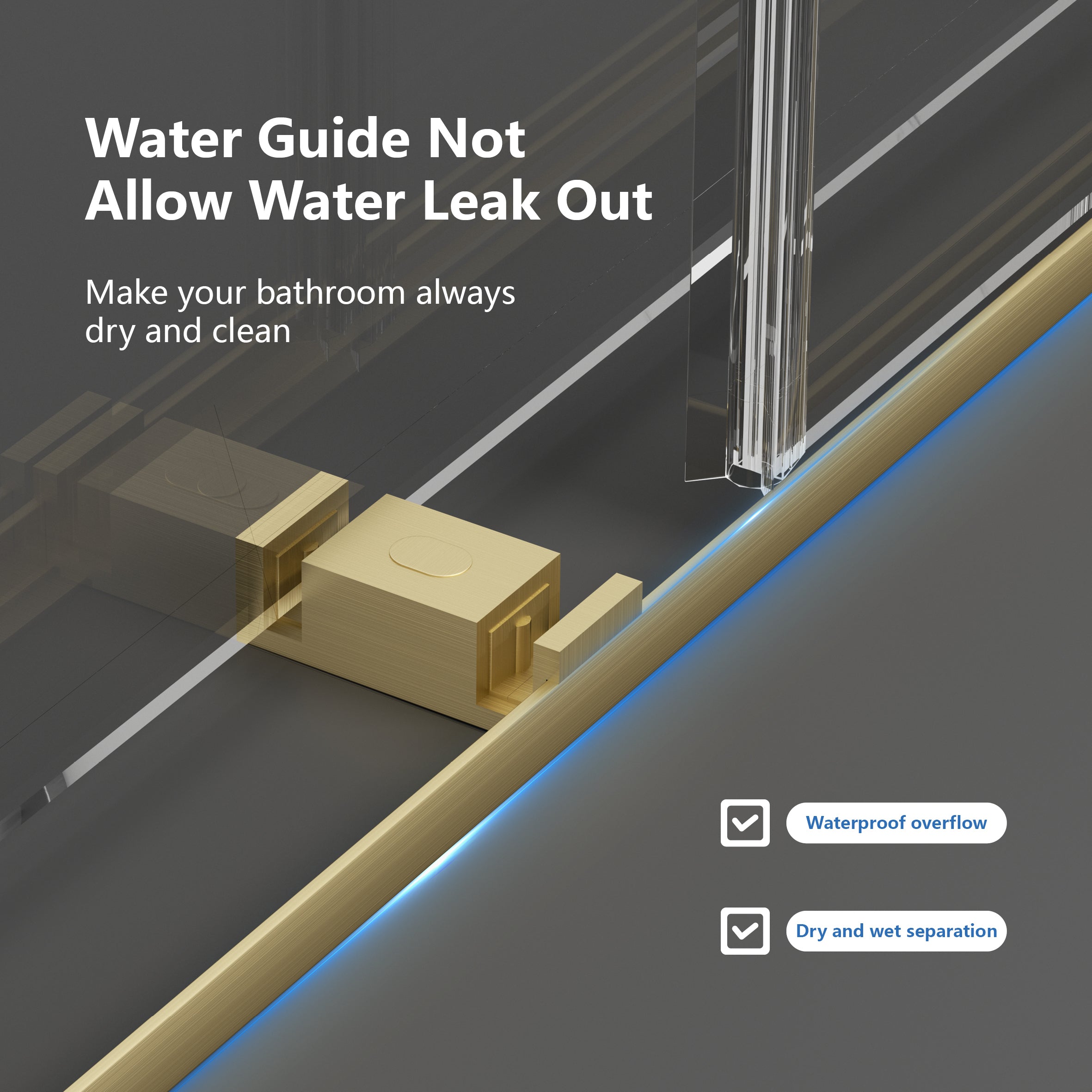 Frameless Double Sliding Shower Door 55"-59"W x 72"H, 8mm Thick SGCC Clear Premium Tempered Glass, Brushed Gold - Luciddepot