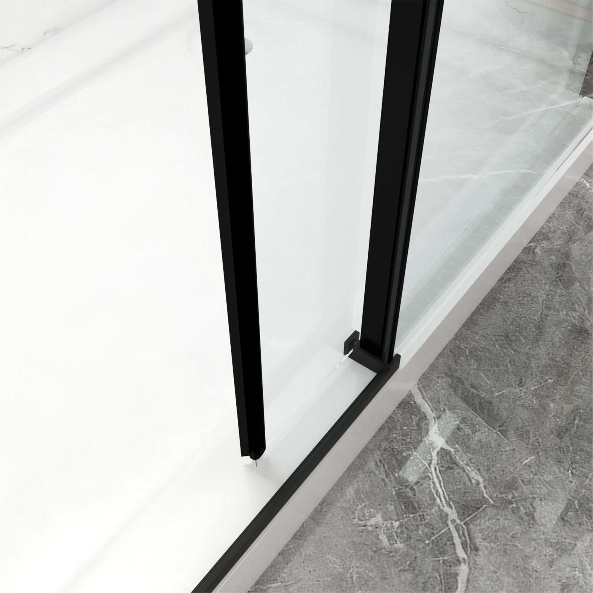 Frameless Double Sliding Shower Door 56"-60"W x 70"H, 8mm Thick SGCC Clear Tempered Glass, Matte Black Finished With Buffer - Luciddepot