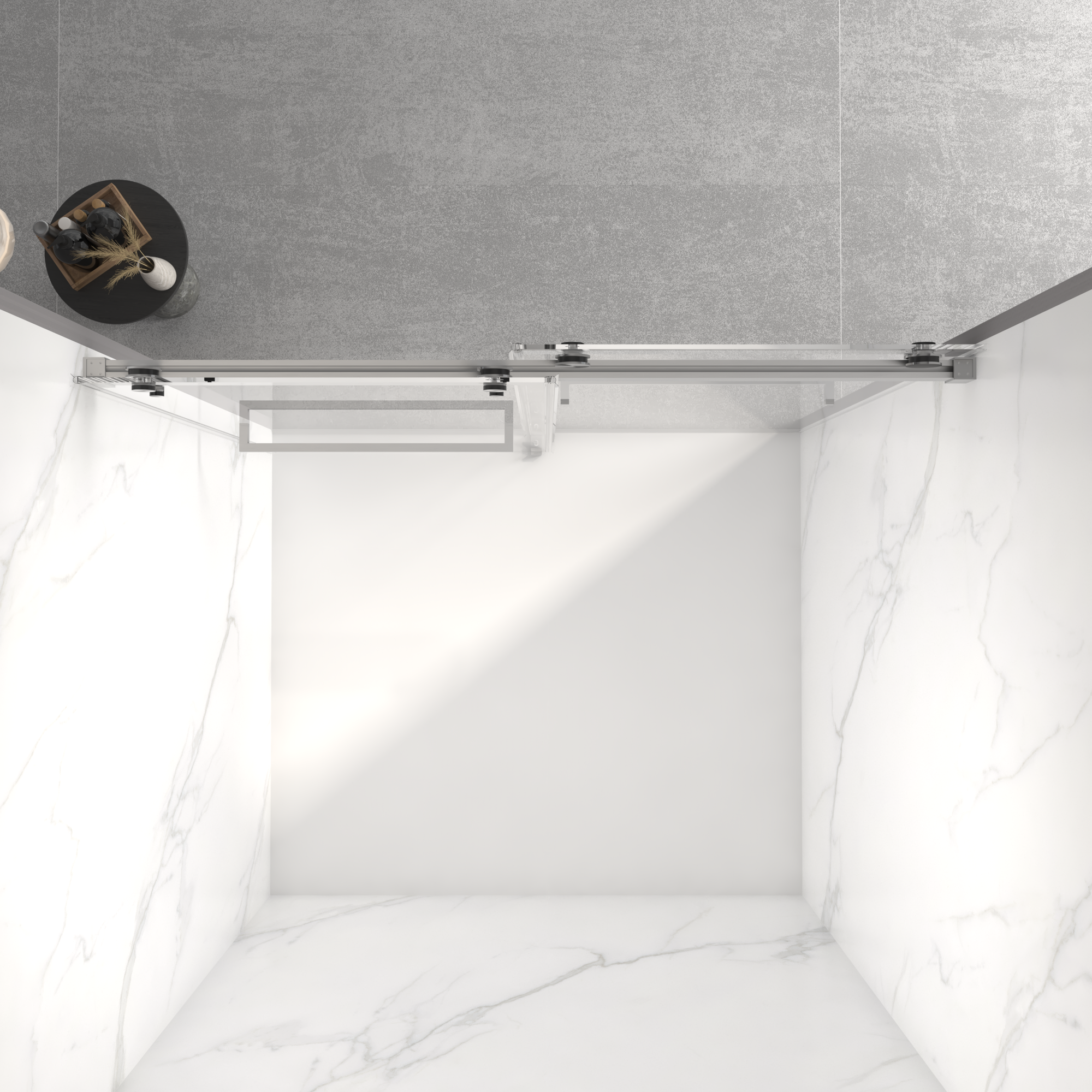 Frameless Double Sliding Shower Door 56–60" x 70", 8mm SGCC Clear Tempered Glass, Matte Black - Luciddepot