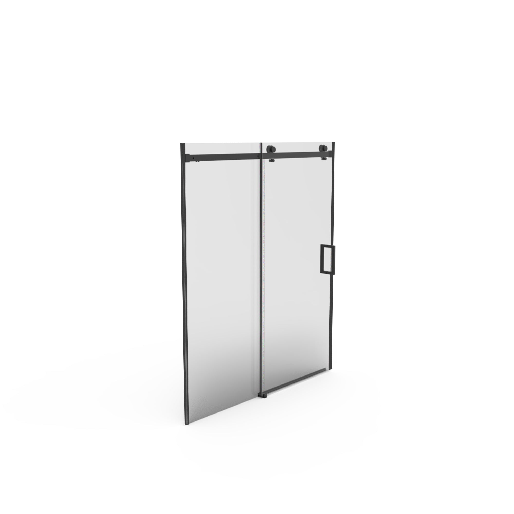 Frameless Double Sliding Shower Door 56"-60"W x 70"H, 8mm Thick SGCC Clear Tempered Glass, Matte Black Finished With Buffer - Luciddepot