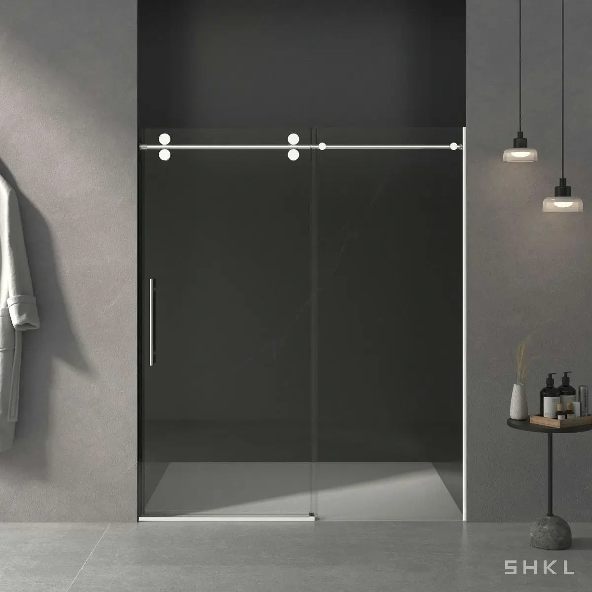 56"-60"W x 70"H Frameless Sliding Shower Door, with Premium 5/16"(8mm) Thick Tempered Glass, Chrome Finished - Luciddepo