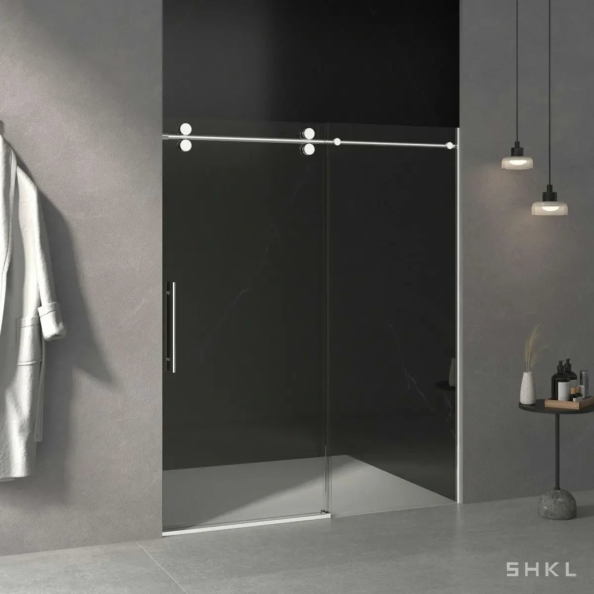 56"-60"W x 76"H Frameless Sliding Shower Door, with Premium 3/8"(10mm) Thick Tempered Glass, Chrome Finished - Luciddepo