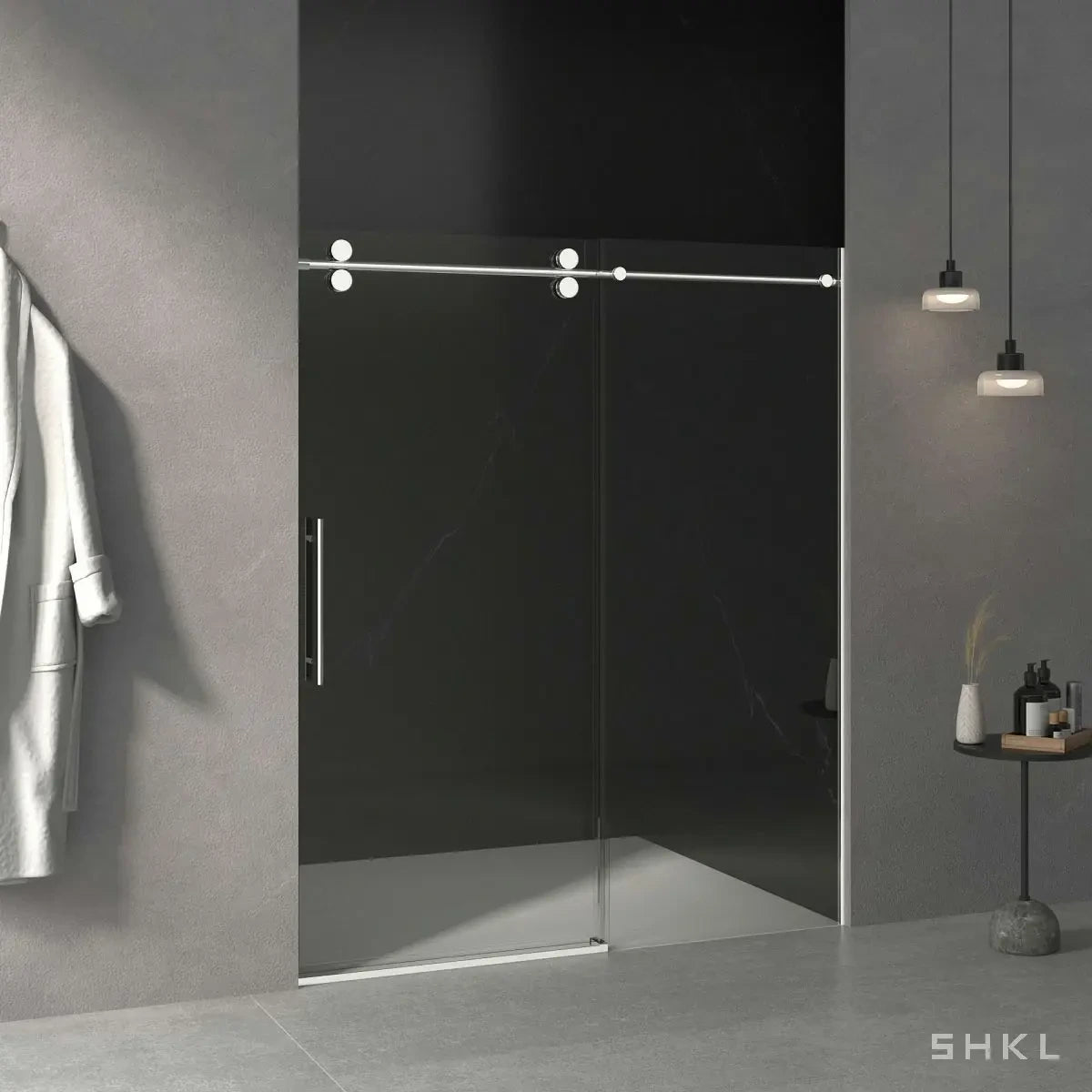 56"-60"W x 70"H Frameless Sliding Shower Door, with Premium 5/16"(8mm) Thick Tempered Glass, Chrome Finished - Luciddepo