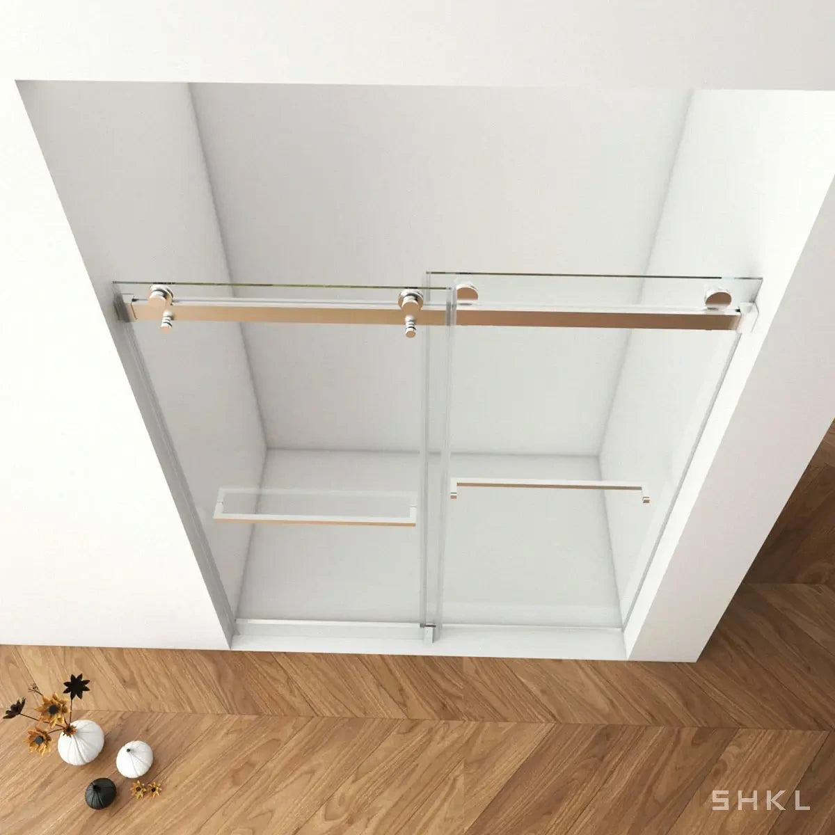 56"-60"W x 76"H Frameless Double Sliding Shower Door, 3/8'' (10mm) Clear Tempered Glass, Brushed Nickel Finished With Buffer - Luciddepo