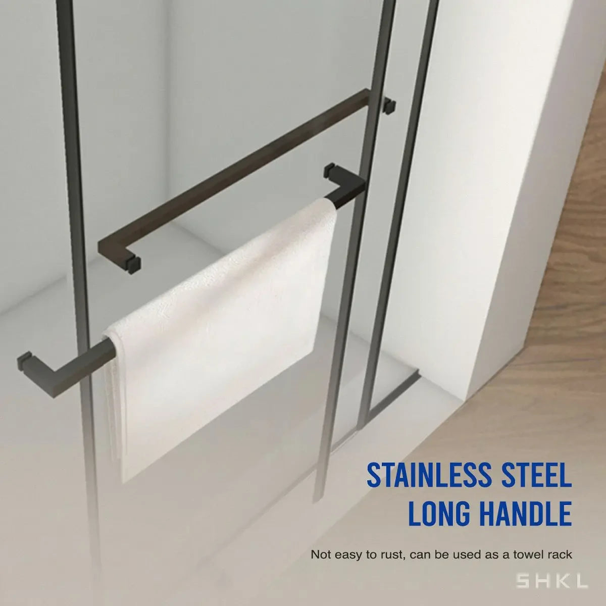 56"-60"W x 76"H Frameless Double Sliding Shower Door, 3/8'' (10mm) Clear Tempered Glass, Matte Black Finished With Buffer - Luciddepo