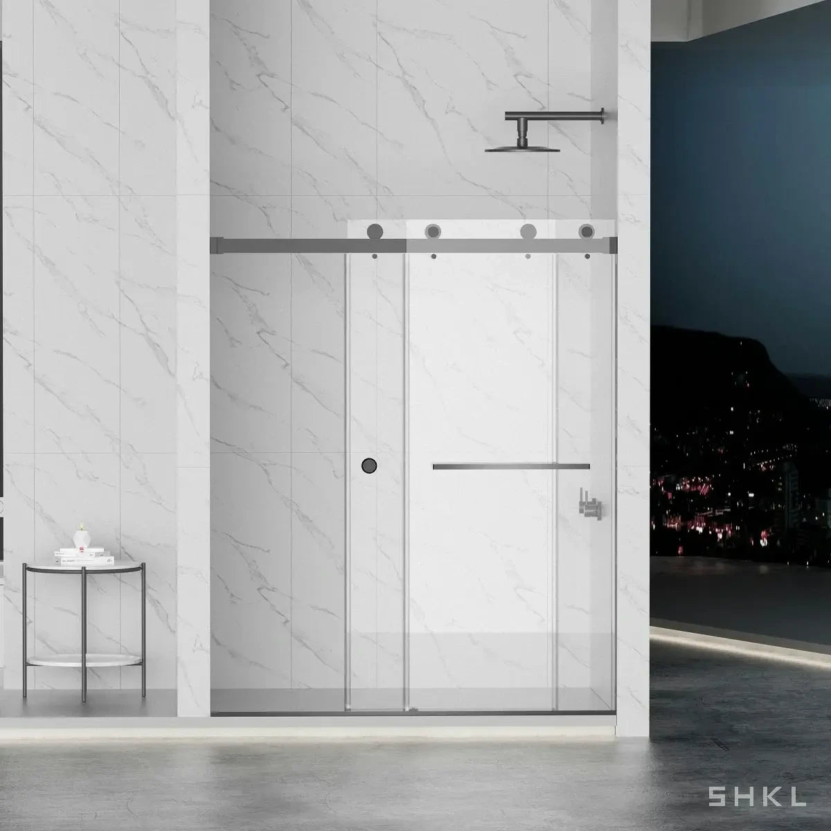 55-59" x 72" Frameless Double Sliding Shower Door,5/16"(8mm) Premium Tempered Glass, Matte Black - Luciddepo